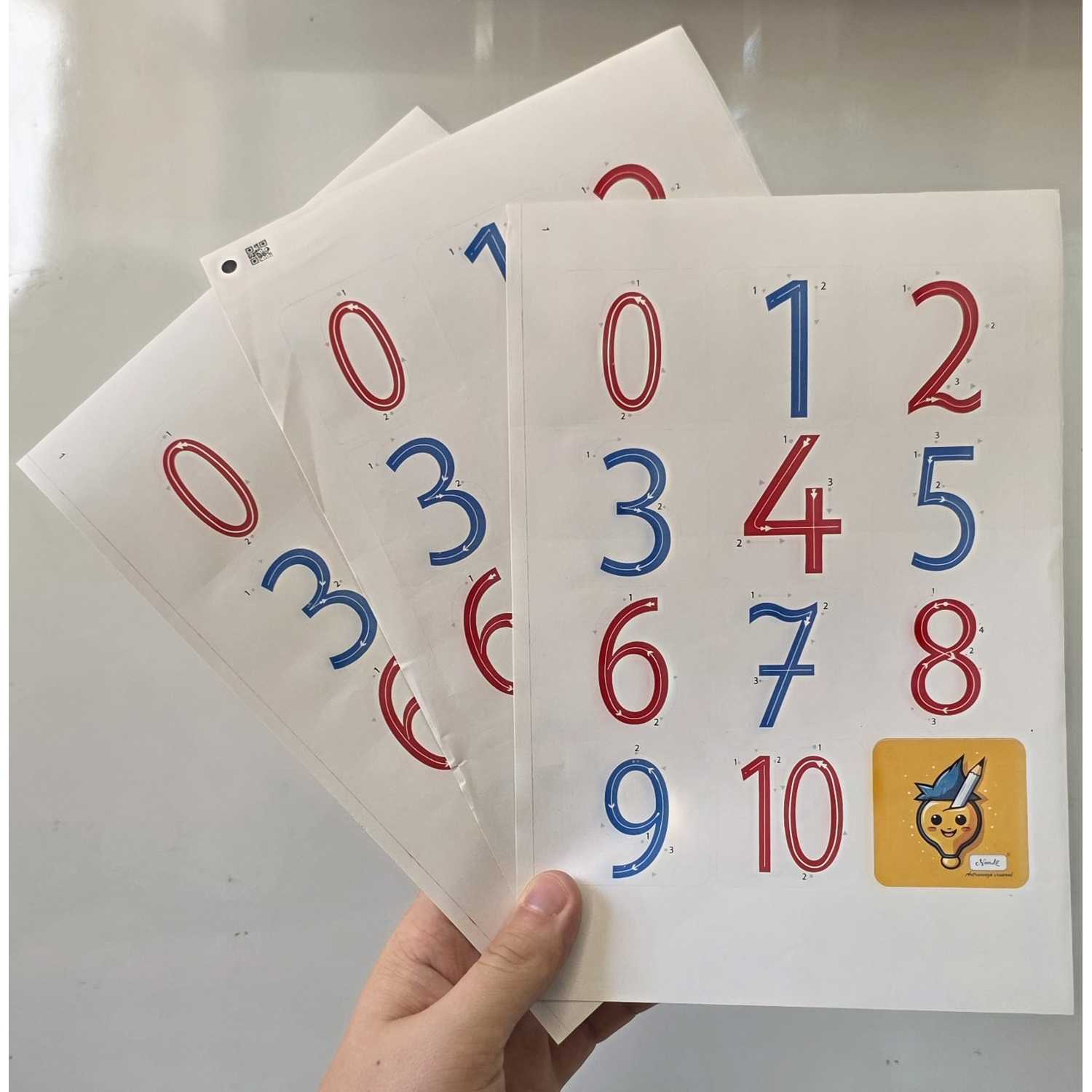 Sticker Cifre 0-10 de mână color autocolant