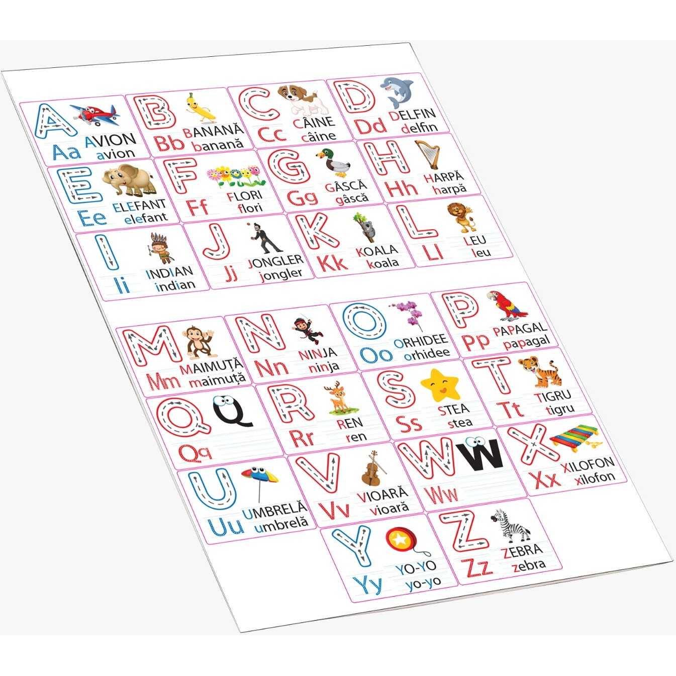 Litere de Colorat si Desen Alfabet 4.5 x 4.5 cm  Autocolante