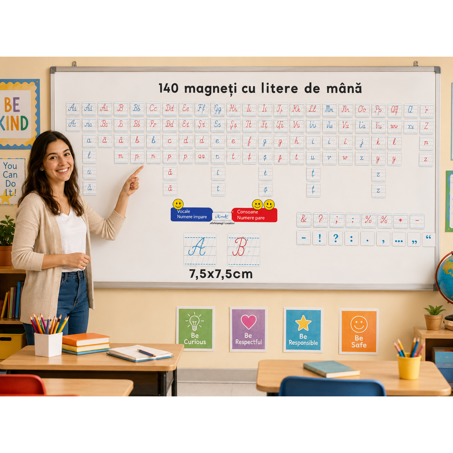 Alfabetar Magnetic Litere Mana 7.5 cm